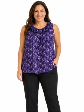 Anne Klein Sleeveless Ruffle Neck Blouse 2X